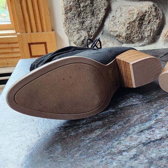 NWOT JustFab Black Suede Slouch Booties Size 7.5 - Picture 13 of 14